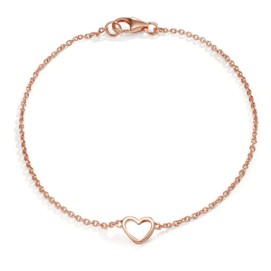 Pulsera Plata Rosa Dorado Corazón 18 cm