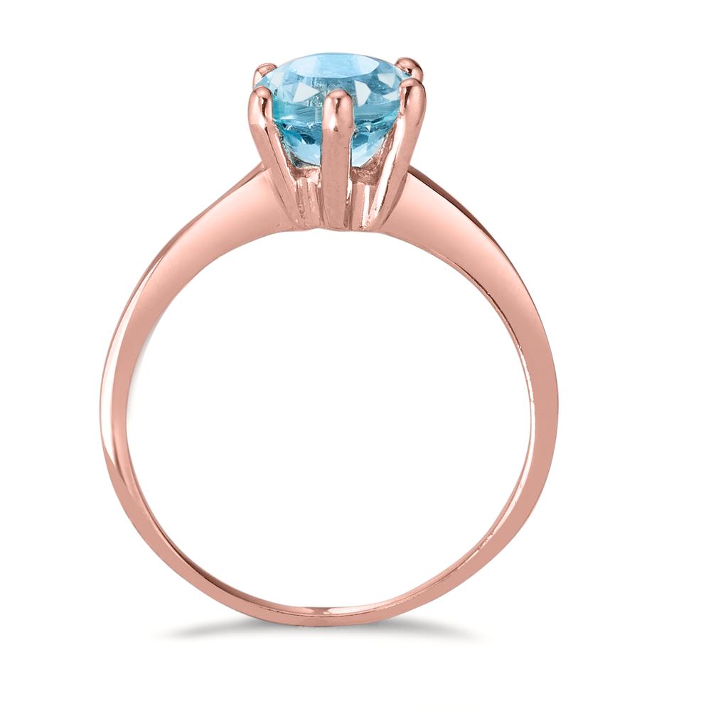 Anillo de dedo Plata Topacio azul, 7 mm Rosa Dorado