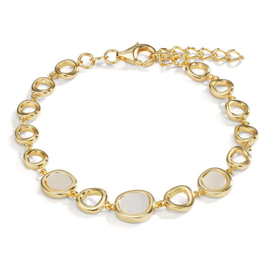 Pulsera Plata Amarillo Dorado Madre perla 16-19 cm