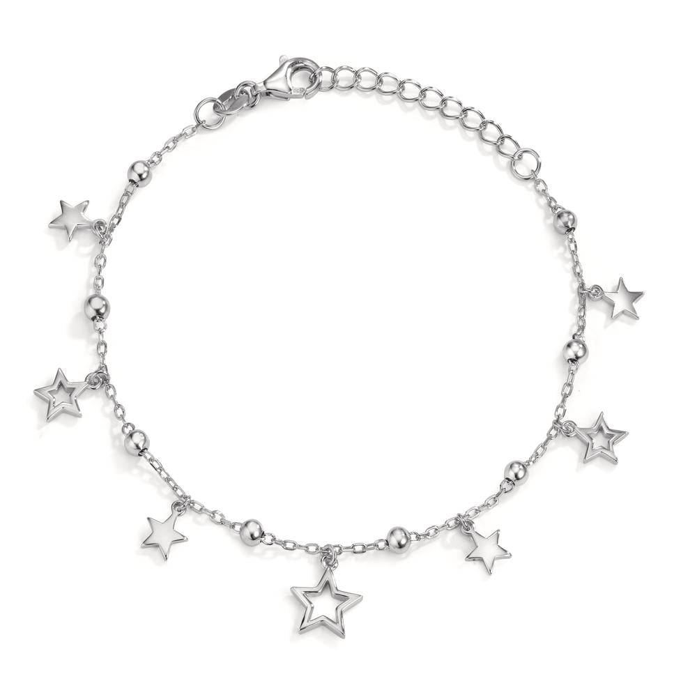 Pulsera Plata Circonita rosa Rodio plateado estrella 16-19 cm